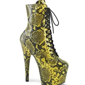 ADORE - 18 cm bottine talon haut femme pleaser motif serpent jaune