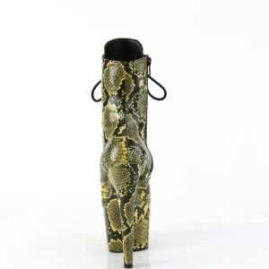 ADORE - 18 cm bottine talon haut femme pleaser motif serpent jaune