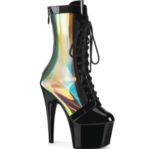 ADORE-1047 - 18 cm plateforme bottines talons aiguilles vernis noires