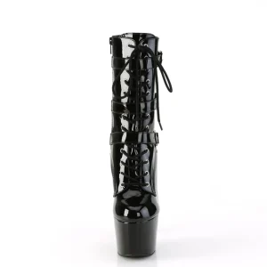 ADORE-1043 - 18 cm plateforme bottines talons aiguilles vernis noires