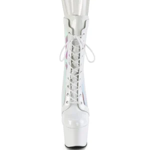 ADORE-1047 - 18 cm plateforme bottines talons aiguilles vernis blanc
