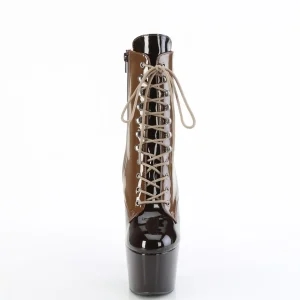 ADORE-1020DC - 18 cm plateforme bottine haut talon verni coffee