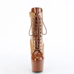 ADORE-1020DC - 18 cm plateforme bottine haut talon verni toffee