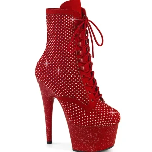 ADORE-1020RM 18 cm bottine talon haut femme pleaser strass rouges
