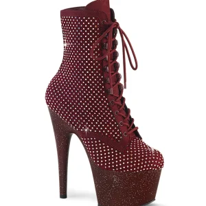 ADORE-1020RM 18 cm bottine talon haut femme pleaser strass bordeaux