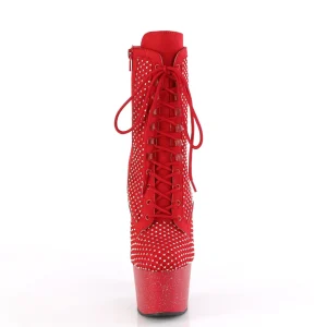 ADORE-1020RM 18 cm bottine talon haut femme pleaser strass rouges