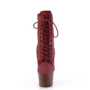 ADORE-1020RM 18 cm bottine talon haut femme pleaser strass bordeaux