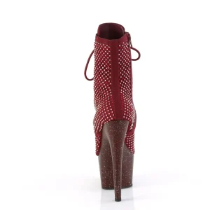 ADORE-1020RM 18 cm bottine talon haut femme pleaser strass bordeaux