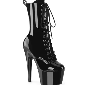 ADORE-1049WR - 18 cm plateforme bottines talons aiguilles vernis noires