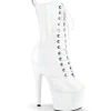 ADORE-1040WRHG - 18 cm plateforme bottines talons aiguilles hologramme blanc