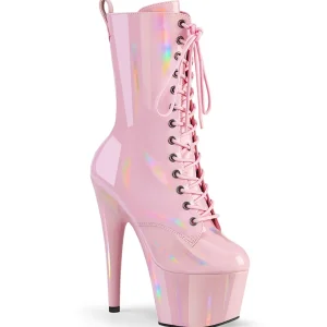 ADORE-1040WRHG - 18 cm plateforme bottines talons aiguilles hologramme rose