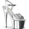 Argent 18 cm ADORE-709 Chrome Plateforme Talons Hauts