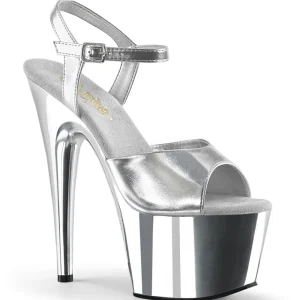 Argent 18 cm ADORE-709 Chrome Plateforme Talons Hauts
