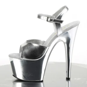 Argent 18 cm ADORE-709 Chrome Plateforme Talons Hauts