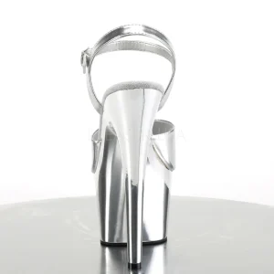 Argent 18 cm ADORE-709 Chrome Plateforme Talons Hauts