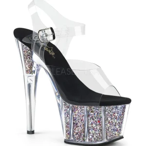 Argent 18 cm ADORE-708CG etincelle talons avec plateforme