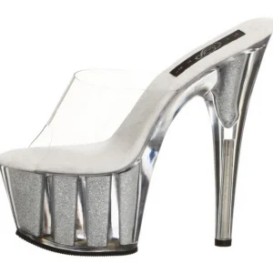 Argent 18 cm ADORE-701G Etinceler Plateforme Mules Hautes