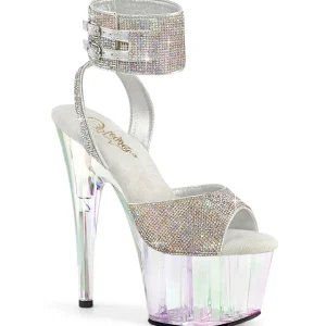 Argent 18 cm ADORE-791HTRS transparentes plateforme talon haut avec bande de cheville