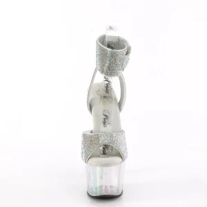 Argent 18 cm ADORE-791HTRS transparentes plateforme talon haut avec bande de cheville