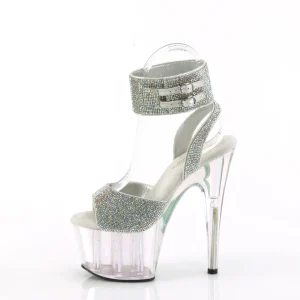 Argent 18 cm ADORE-791HTRS transparentes plateforme talon haut avec bande de cheville