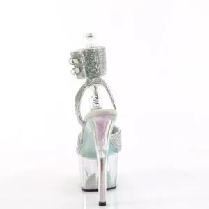 Argent 18 cm ADORE-791HTRS transparentes plateforme talon haut avec bande de cheville