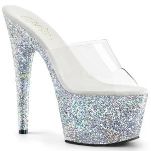 Argent 18 cm ADORE-701LG etincelle plateforme mules talons hauts