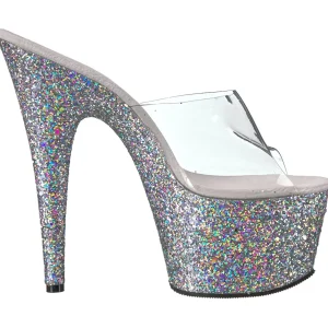 Argent 18 cm ADORE-701LG etincelle plateforme mules talons hauts