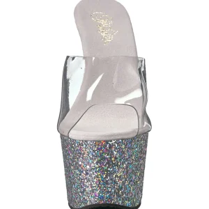 Argent 18 cm ADORE-701LG etincelle plateforme mules talons hauts