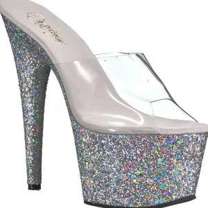 Argent 18 cm ADORE-701LG etincelle plateforme mules talons hauts