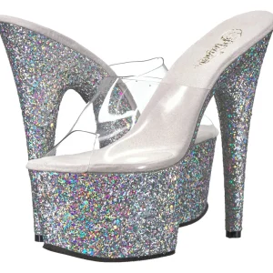 Argent 18 cm ADORE-701LG etincelle plateforme mules talons hauts
