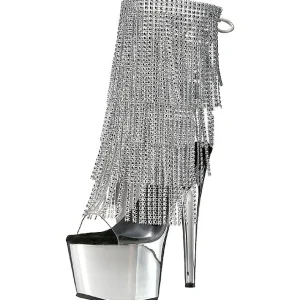 Argent 18 cm ADORE-1017RSF bottines a frangees pour femmes a talon