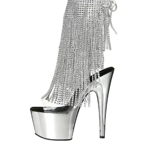 Argent 18 cm ADORE-1017RSF bottines a frangees pour femmes a talon