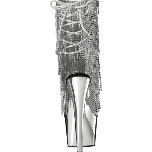 Argent 18 cm ADORE-1017RSF bottines a frangees pour femmes a talon