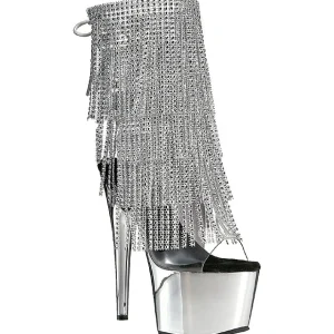 Argent 18 cm ADORE-1017RSF bottines a frangees pour femmes a talon