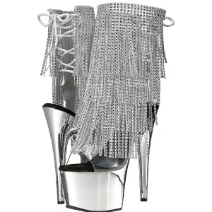 Argent 18 cm ADORE-1017RSF bottines a frangees pour femmes a talon