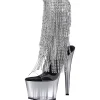 Argent 18 cm ADORE-1017RSFT bottines a frangees pour femmes a talon