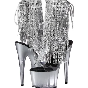 Argent 18 cm ADORE-1017RSFT bottines a frangees pour femmes a talon