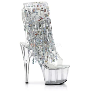 Argent 18 cm ADORE-1017SQF bottines à paillettes pour frangees