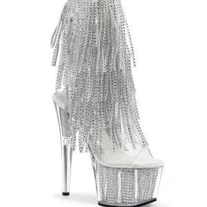 Argent 18 cm ADORE-1017SRS bottines a frangees pour femmes a talon