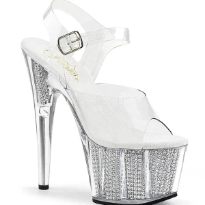 Argent 18 cm ADORE-708SRS Plateforme Strass Sandales Femmes