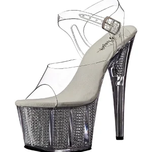Argent 18 cm ADORE-708SRS Plateforme Strass Sandales Femmes