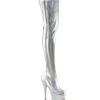 Argent 15 cm DELIGHT-3000HWR Hologramme bottes overknee plateforme de pole dance