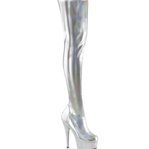 Argent 15 cm DELIGHT-3000HWR Hologramme bottes overknee plateforme de pole dance