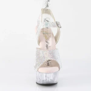 Argent 15 cm DELIGHT-N chaussures à talons strass transparent plateforme