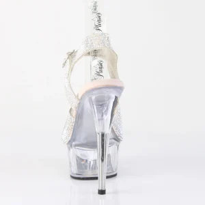 Argent 15 cm DELIGHT-N chaussures à talons strass transparent plateforme