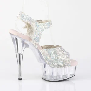 Argent 15 cm DELIGHT-N chaussures à talons strass transparent plateforme