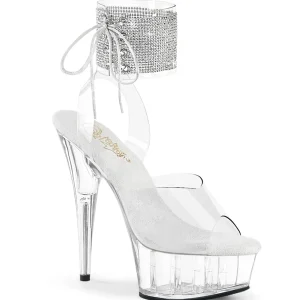 Argent 15 cm DELIGHT-627RS transparentes plateforme talon haut avec bande de cheville