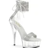 Argent 15 cm DELIGHT-627RS transparentes plateforme talon haut avec bande de cheville