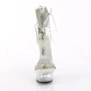 Argent 15 cm DELIGHT-627RS transparentes plateforme talon haut avec bande de cheville