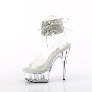 Argent 15 cm DELIGHT-627RS transparentes plateforme talon haut avec bande de cheville